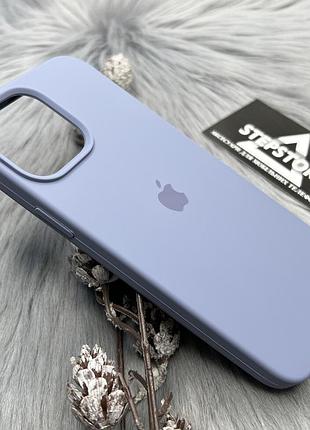 Чехол для iphone 15 pro max silicone case квадратный с микрофиброй закрытым низом силиконовый 15. серо-голубой (lavander gray)