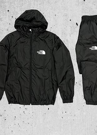 Мужской спортивный костюм the north face на плащевке черный комплект зе норт фейс с капюшоном (bon)