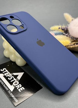 Чохол silicone case для iphone 15 pro max full camera з мікрофіброю закритим низом камерою 4. синий (deep navy)