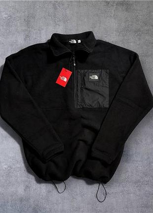 Чоловічий зимовий анорак the north face чорний кофта на блискавці тнф на флісі xxl (b)