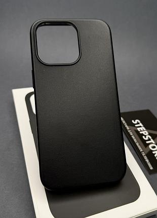 Чехол leather case для iphone 13 pro max с magsafe без лoго под кожу с закрытым низом с микрофиброй