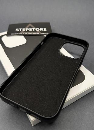 Чехол leather case для iphone 13 pro max с magsafe без лoго под кожу с закрытым низом с микрофиброй 2