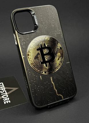 Чехол для iphone 11 матовый с принтом противоударный с рисунком переливается bitcoin