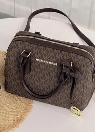 Жіноча сумка michael kors hayes duffle коричнева з екошкіри майкл корс (b)