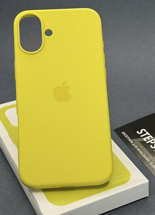 Чехол silicone case для iphone 16 с magsafe без швов с закрытым низом желтый (star fruit)