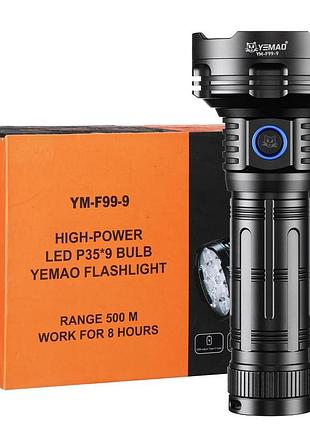 Фонарь yemao ym-f99-9 9p35, 1x32850, power bank, зу type-c