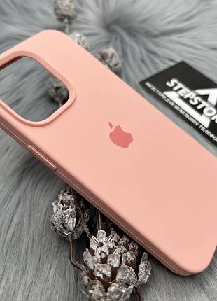 Чехол для iphone 15 silicone case квадратный с микрофиброй закрытым низом силиконовый розовый (pink)