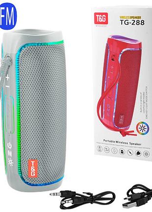 Bluetooth-колонка tg288 с rgb подсветкой, speakerphone, радио, grey
