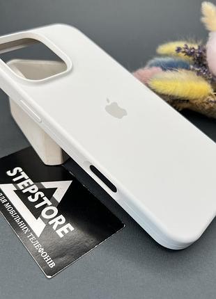 Чехол для iphone 16 pro silicone case с микрофиброй закрытым низом силиконовый противоударный белый