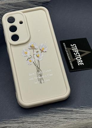 Чехол для samsung s25 fe с принтом бантиками закрытая камера силиконовый противоударный ромашки