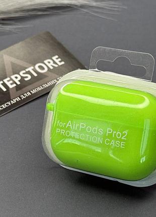 Чехол с микрофиброй толстый для apple airpods pro 2 силиконовый противоударный с карабином салатовый (neon green)