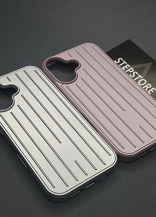 Чехол для iphone 16 в стиле rimowa, противоударный защитный чехол-накладка с рельефными полосами матовый без лого