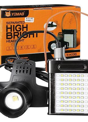 Ліхтар налобний yemao ym-t102 tg+smd(white+red), li-ion акумулятор, зу type-c, internal battery, zoom