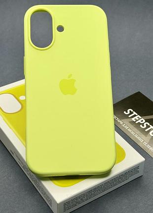 Чехол silicone case для iphone 17 с magsafe без швов с закрытым низом с анимацией лимонный(neon yellow)