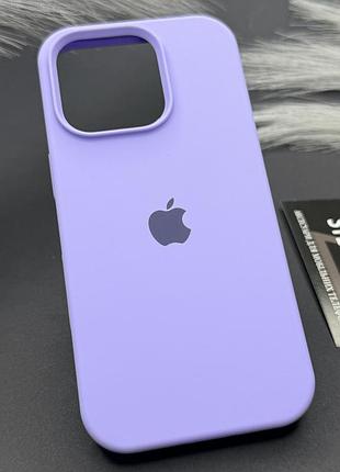 Чехол для iphone 16 pro silicone case с микрофиброй закрытым низом силиконовый противоударный сиреневый (viola)