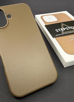 Чохол leather case для iphone 17 6.3 з magsafe без лого з анімацією під шкіру із закритим низом коричневий (taupe)