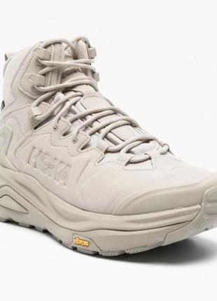 Трекінгові жіночі, чоловічі черевики hoka one one kaha 3 gtx у світлому забарвленні "raw linen / oat milk".розмір: 48 2/3.матеріал: шкіра