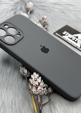 Чехол квадратный silicone case для iphone 13 pro max full camera с микрофиброй закрытым низом камерой 2. темно-серый (gray)
