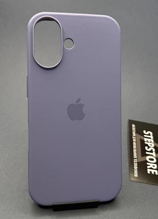 Чехол для iphone 16 silicone case с микрофиброй закрытым низом силиконовый противоударный серо-голубой (lavender gray)