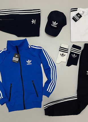 Чоловічий спортивний костюм adidas 7в1 костюм + футболка + шорти + кепка синій адідас (bon)
