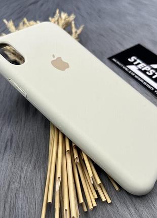 Чехол silicone case для iphone xr 10r с микрофиброй открытым низом силиконовый противоударный 14. antique white