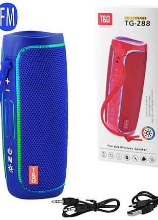 Bluetooth-колонка tg288 с rgb подсветкой, speakerphone, радио, blue
