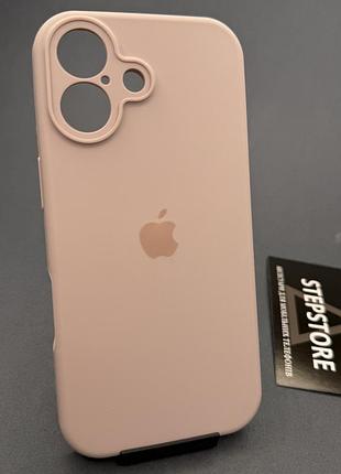 Чехол для iphone 17 silicone case с микрофиброй закрытым низом силиконовый закрытая камера пудровый (pink sand)