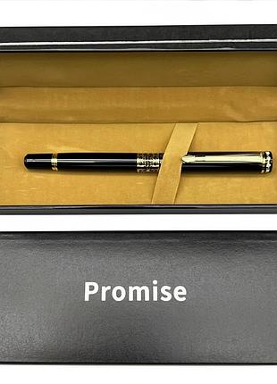 Подарочная ручка роллерная promise в футляре (черно-золотая с узором) 568