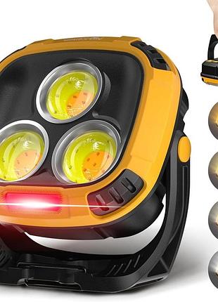 Ліхтар кемпінг w891-1-3cob(white+yellow)+5smd(red), power bank, 2x18650, зп type-c, магніт, гачок