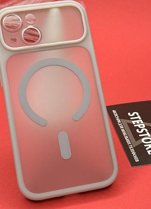 Чохол для iphone 13 6.1 з magsafe і вставкою на камеру матовий soft touch case сірий