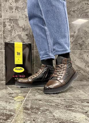 Зимние ботинки casual, кожаные / brown 3