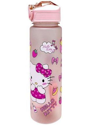 Бутылка для воды "sanrio: hellokitty" емкость: 750 мл, пластиковая, трубочка, ремешок, в пакете (розовый)