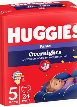 Подгузники huggies overnights pants трусики 5 12-17 кг 24 шт. (5029053581095)