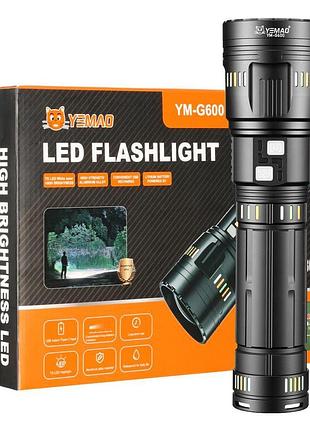 Ліхтар yemao ym-g600 tg 60w, 4x181350, power bank, зу type-c, zoom, кейс