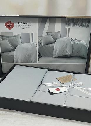 Постільна білизна однотонна сатинова cotton box elegant 200 на 220 см євро розмір gri