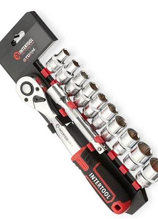 Набор головок 1/2" 12 шт, 10-24 мм с трещ., удленит. (планшет) storm intertool
