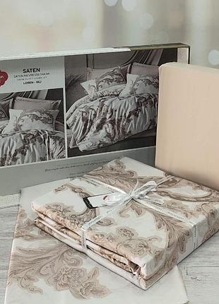 Постільна білизна cotton box сатин delux сімейний розмір loren bej