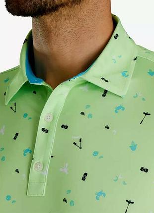 Мужская рубашка поло footjoy clam bake print lisle яркого зеленого цвета.