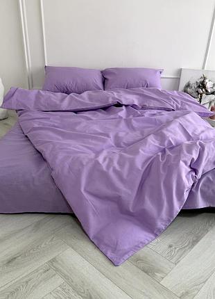 Комплект постельного белья евро бязь gold luxe /простынь на резинке/ 70*70 лаванда 160