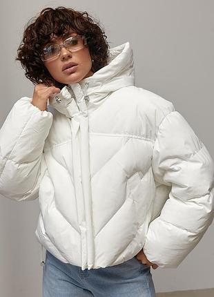 Коротка куртка oversize з капюшоном