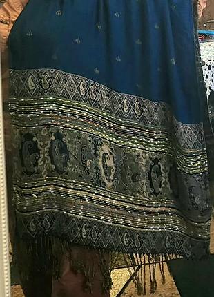 Роскішний палантин / шарф pashmina з візерунком пейслі (огірки) та бахромою