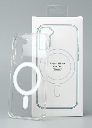 Силиконовый чехол magsafe clear для samsung s23 plus прозрачный