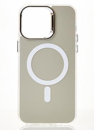 Полиуритановый чехол imd colors с поддержкой magsafe для iphone 12 / iphone 12 pro серебряный