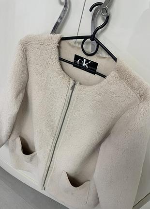 Шубка дублянка куртка теді бежева шампань великого розміру calvin klein