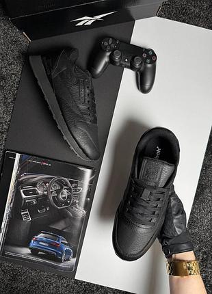 Мужские кроссовки reebok classic leather all black