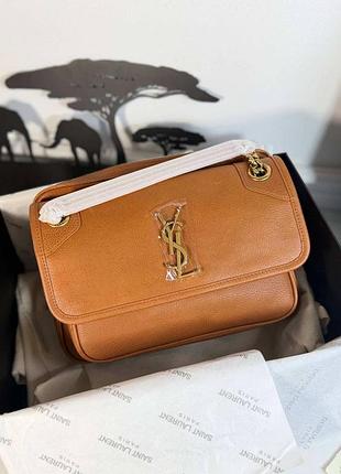 Сумка руда коричнева золота фурнітура yves saint laurent