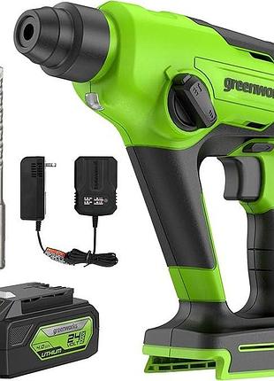 Роторная ударная дрель greenworks sds rotary hammer 1.2j беспроводная дрель, ротационный перфоратор 24 в