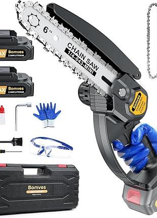 Бездротова мініланцюгова пила 6" mini electric chainsaw електрична ланцюгова пила + 2 акумулятори 24 в