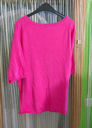 Яскравий трикотажний джемпер zara knit (оверсайз, фуксія), розмір m