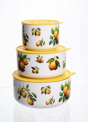Контейнери для їжі порцелянові lemon 9,5/13/15 см
